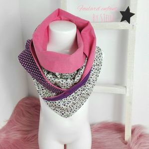 foulard-enfant-fille-fleuri-etoile-rose-violet-by-stelle