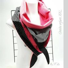 foulard-enfant-fille-pois-ligne-rose-noir-by-stelle