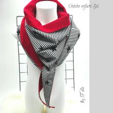 foulard-enfant-fille-rouge-blanc-noir-ligne-etoile-by-stelle